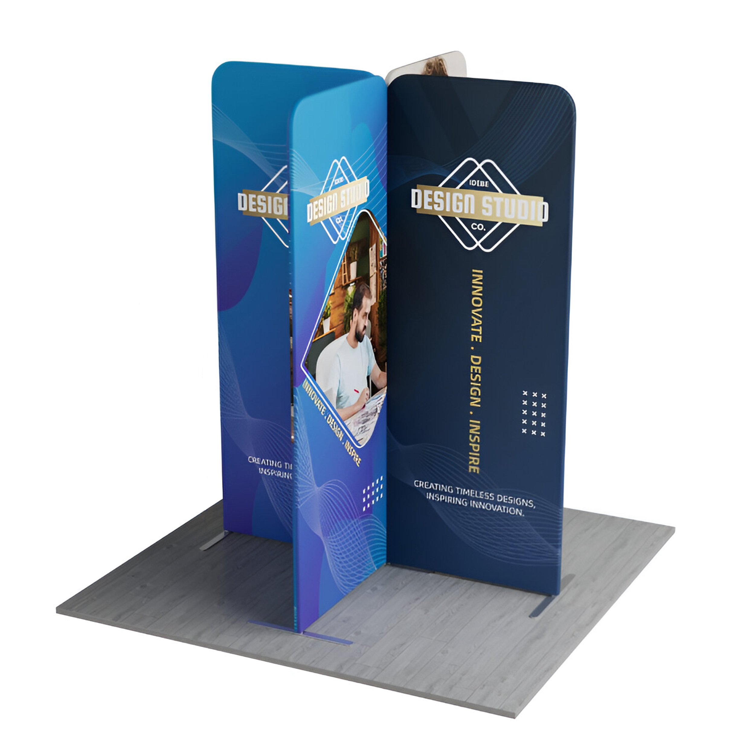 2m Magnetic Modular Fabric Display - Cross Island Shape