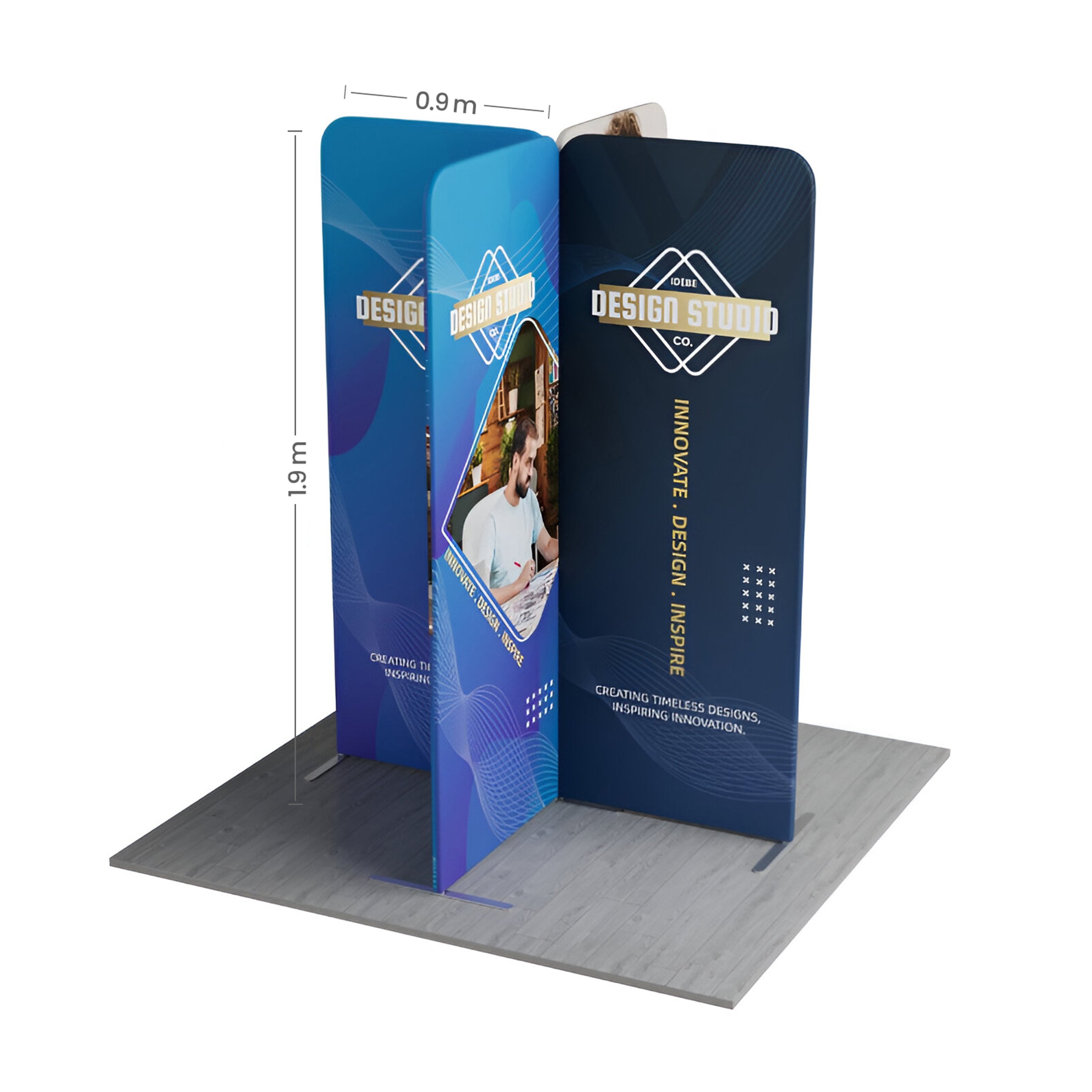 2m Magnetic Modular Fabric Display - Cross Island Shape