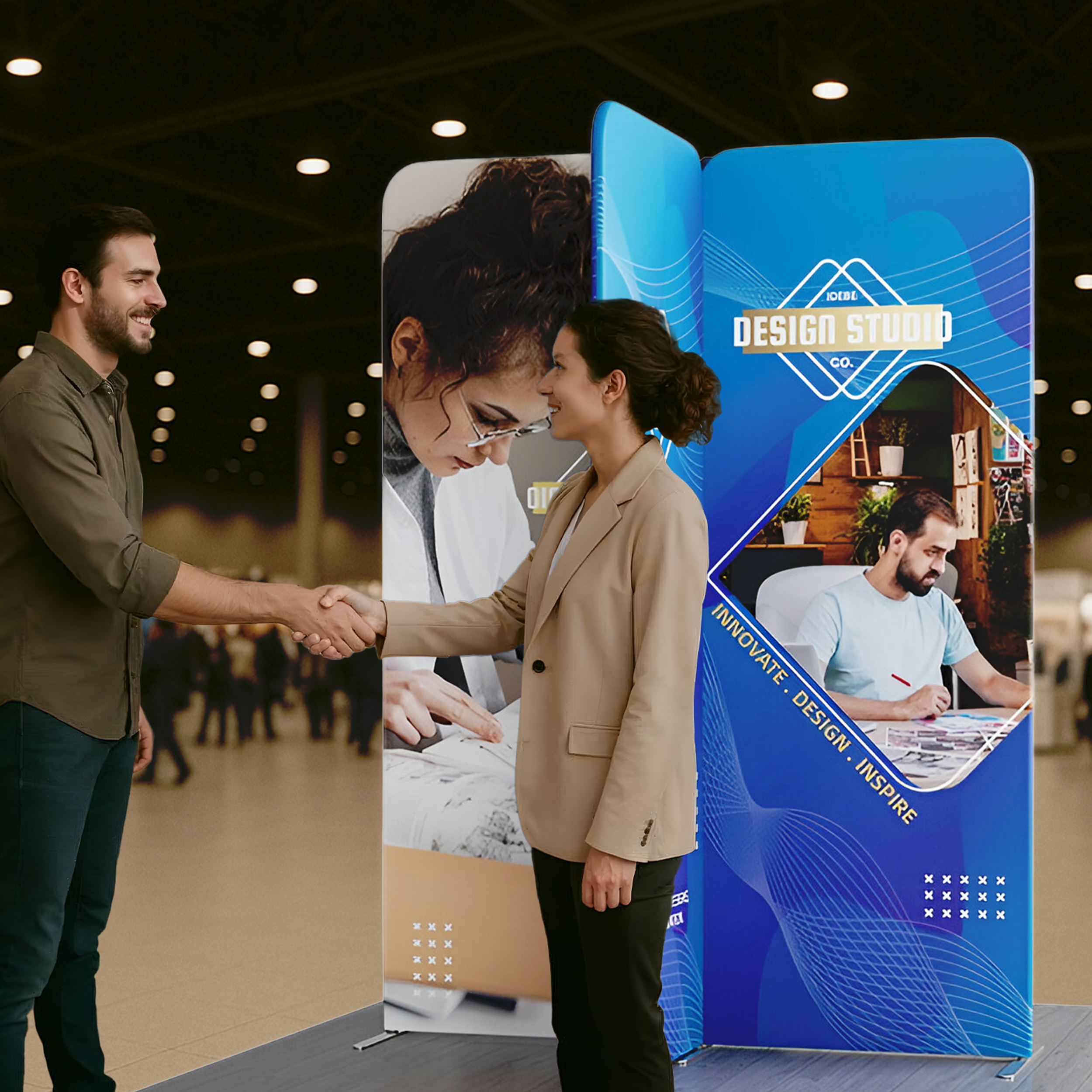 2m Magnetic Modular Fabric Display - Cross Island Shape