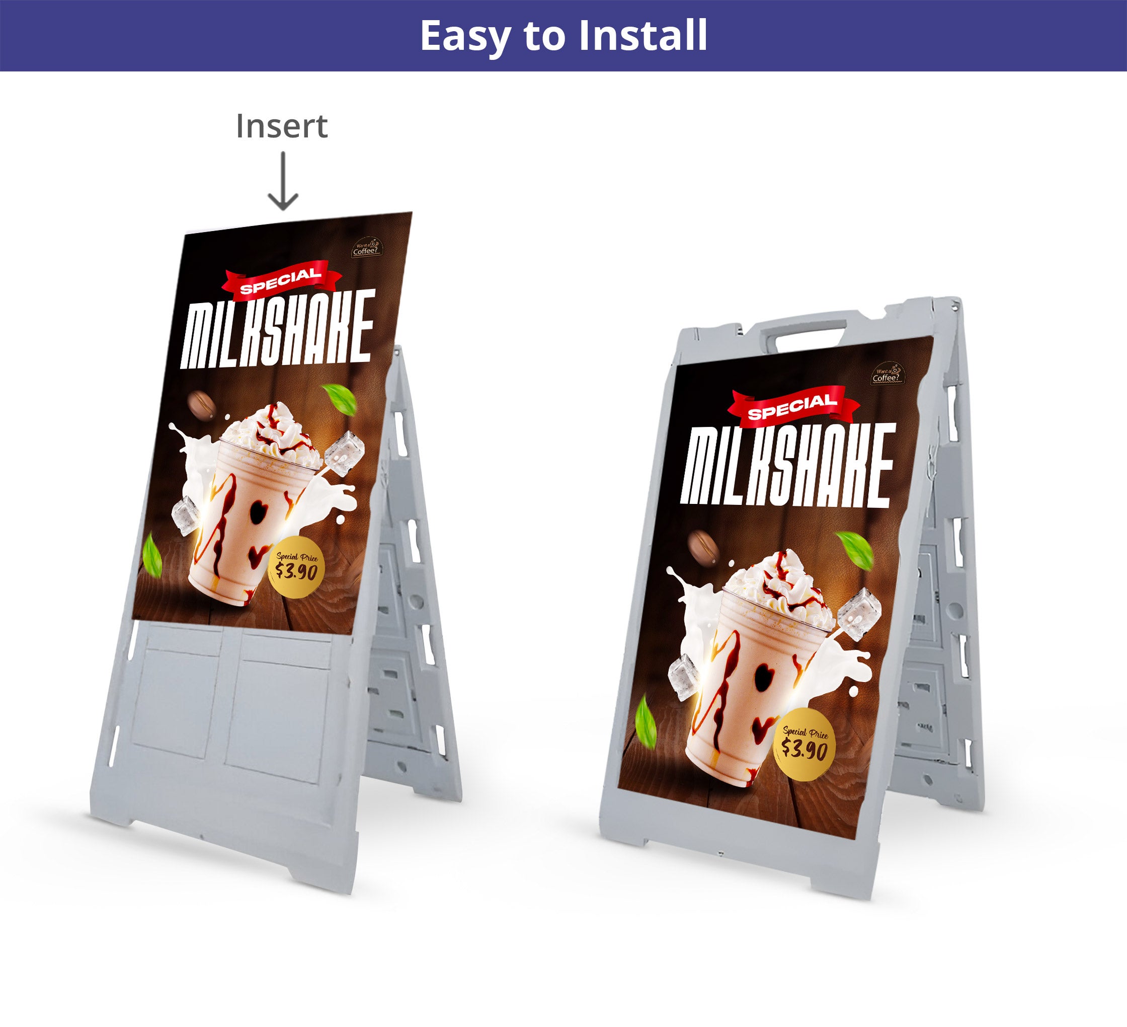 Plastic A Board Sign - Deluxe White