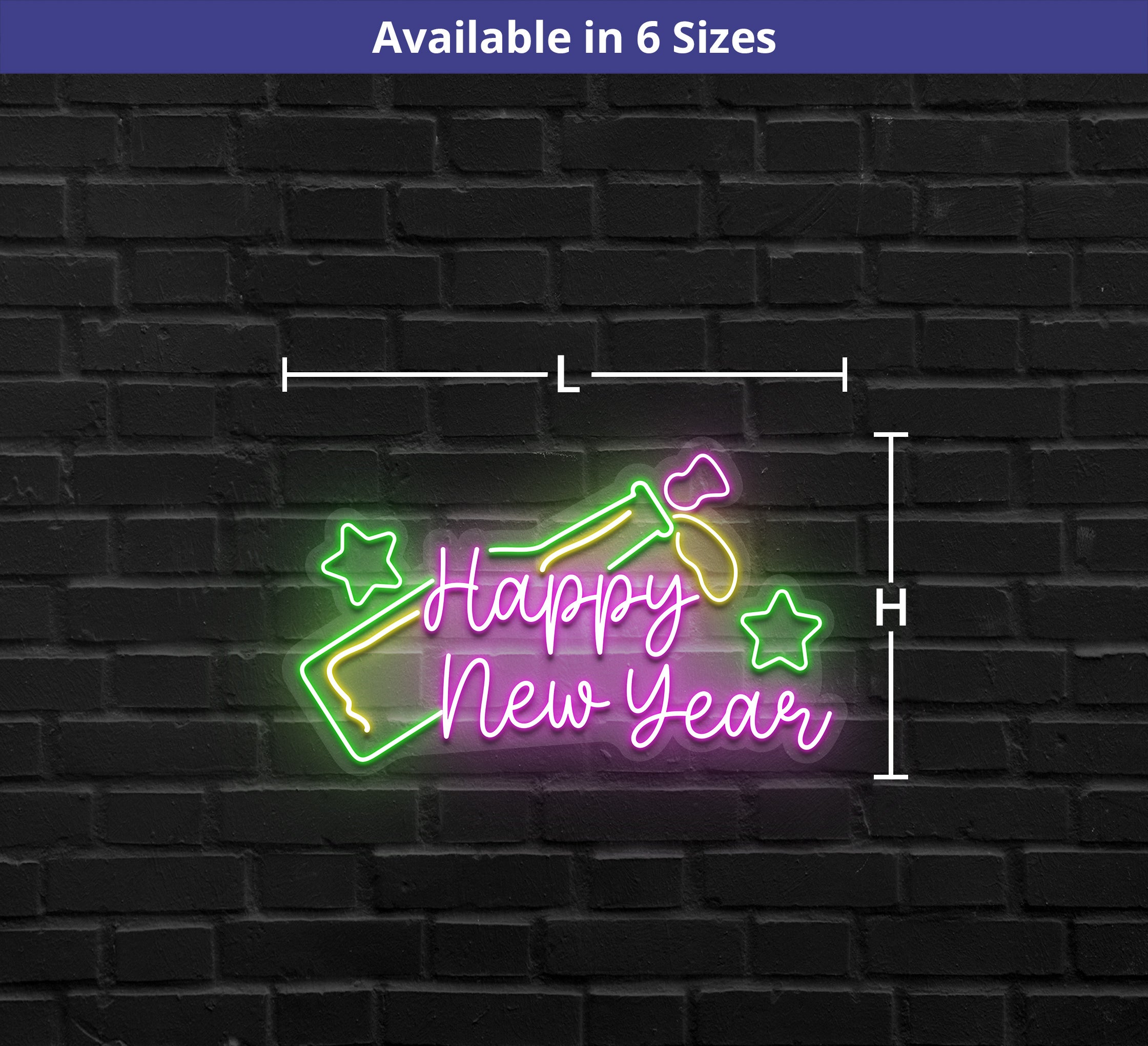 Happy New Year Bottle Neon Sign