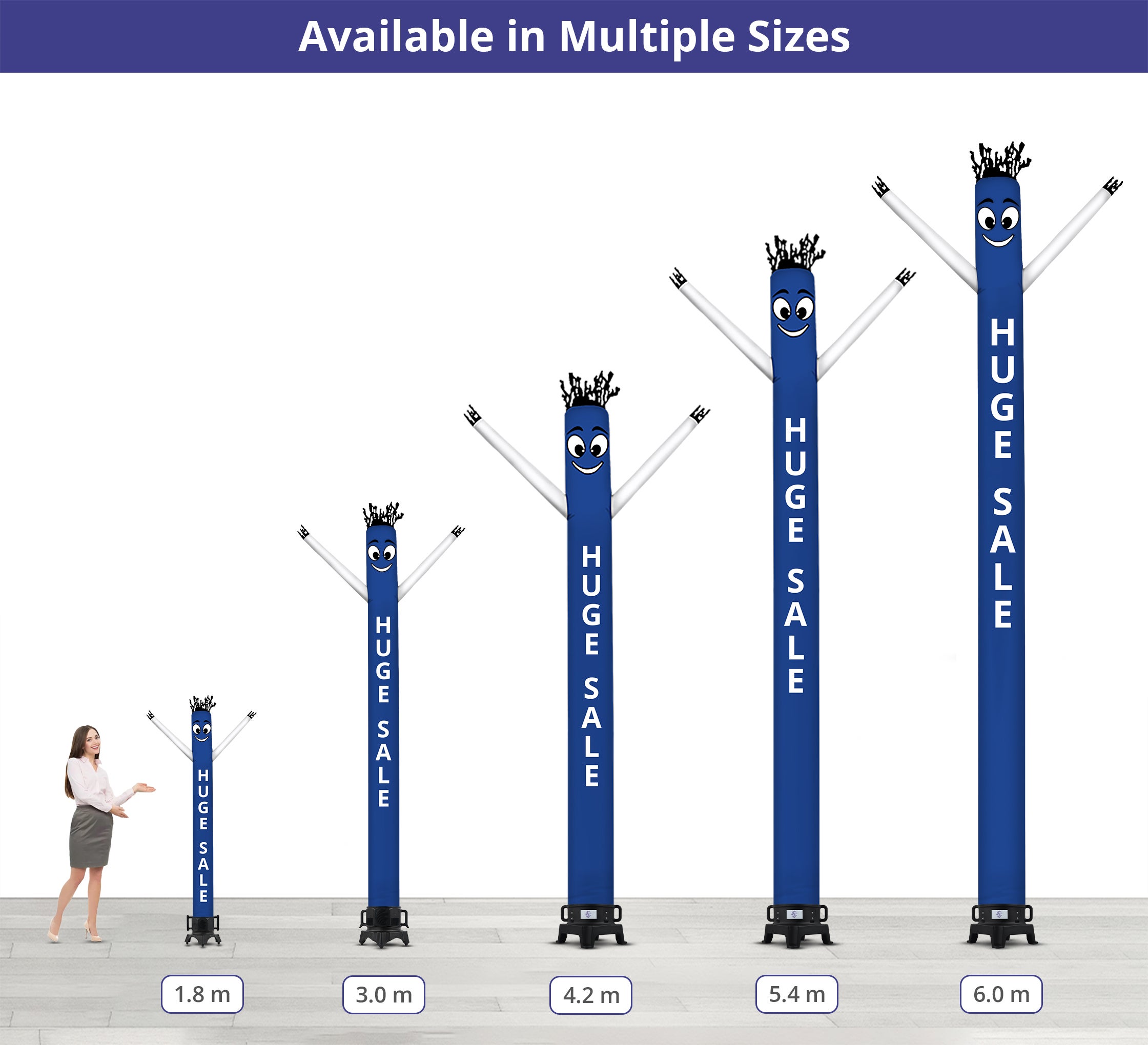 Huge Sale Inflatable Tube Man Blue with White Arms