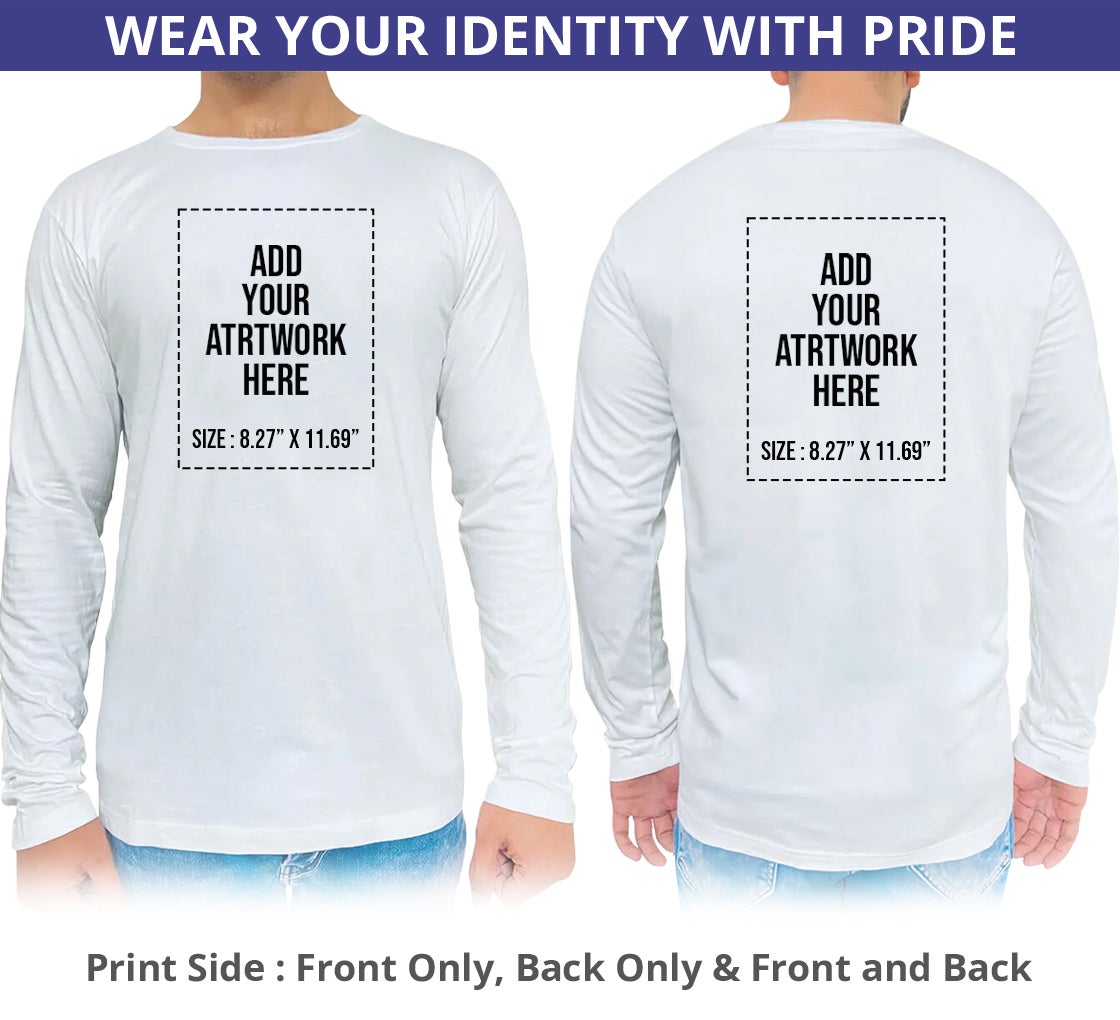 Custom Sweatshirt For Men & Women - Personalized Crewneck, Long Sleeve, Add Your Own Text/Logo, White, Small