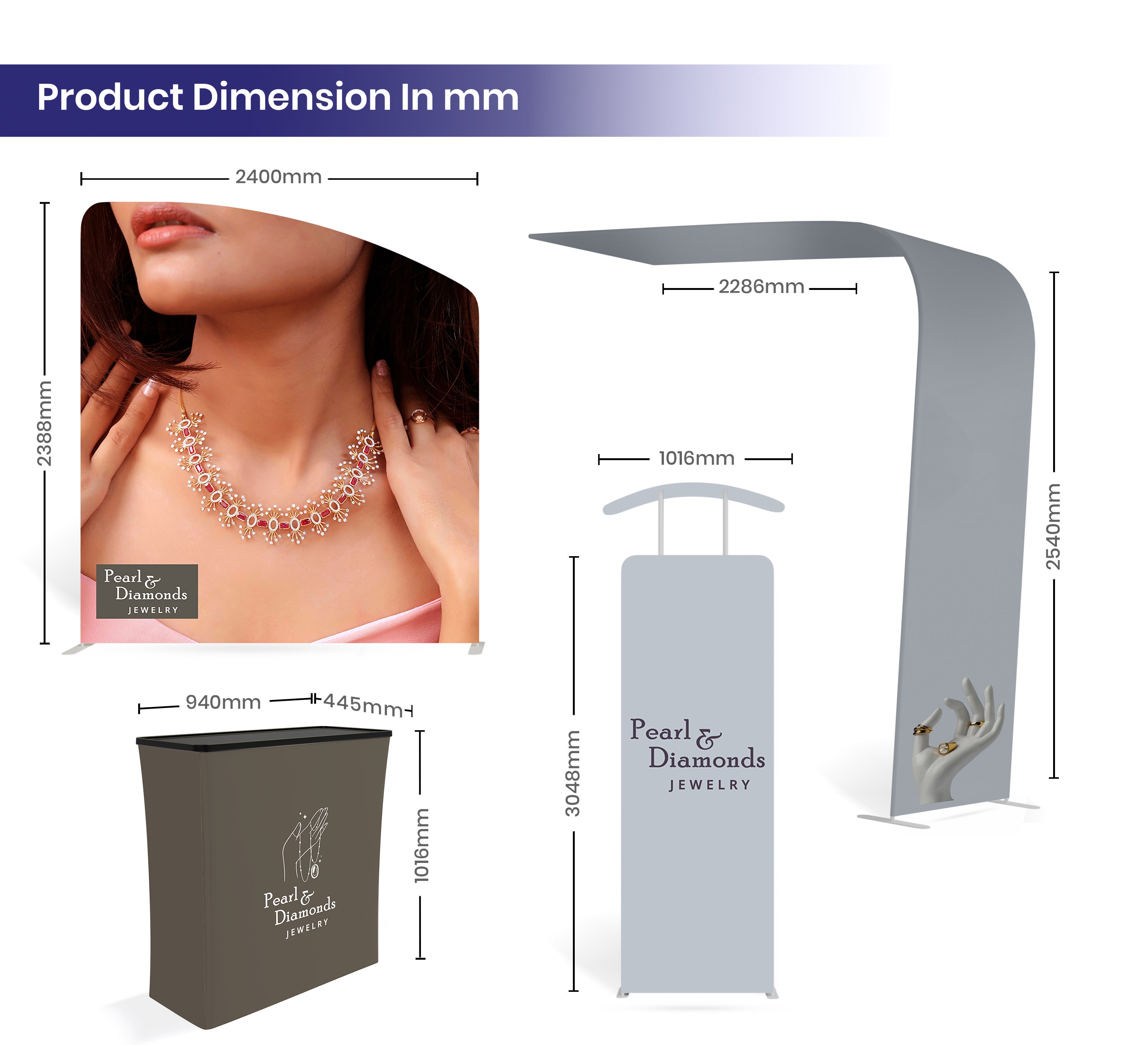 6m Inline Exhibition Stand  – Modular Kit with Media Display