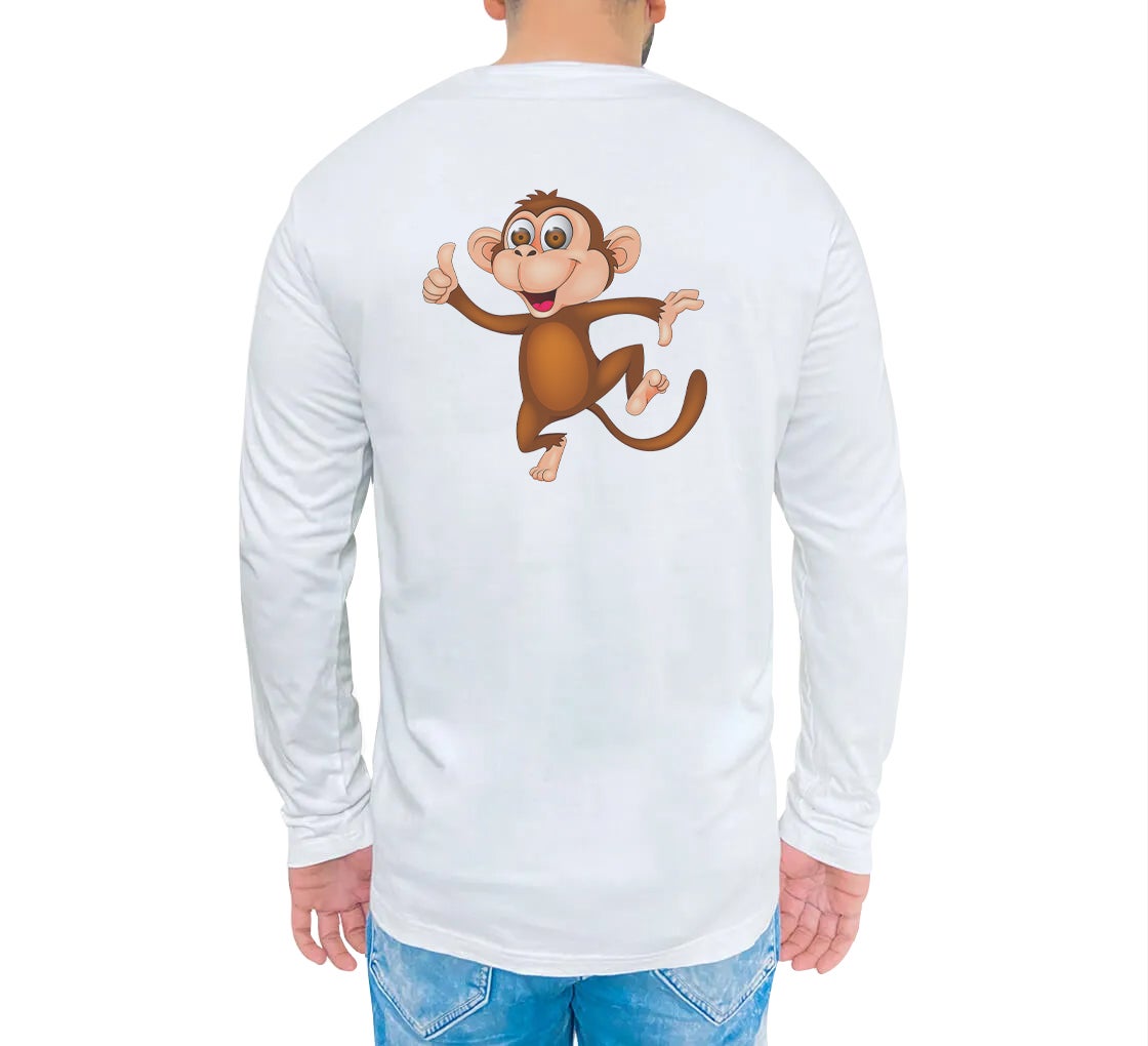 Men's Printed Long Sleeve Organic T shirt - Crew Neck 