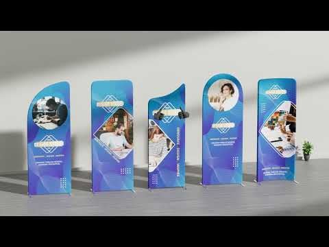2m Magnetic Modular Fabric Display - Two Sloped & Straight Banner Stands