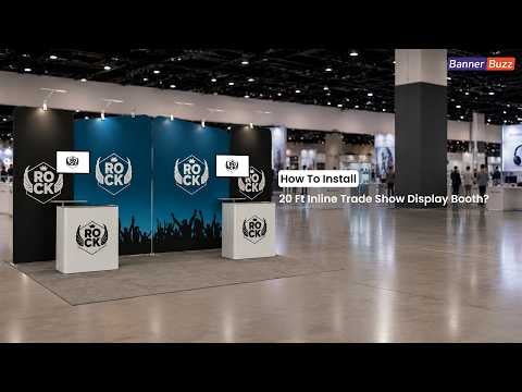 20ft Inline Trade Show Booth   Large Backwall with Dual Counters & LED Lighting | BannerBuzz