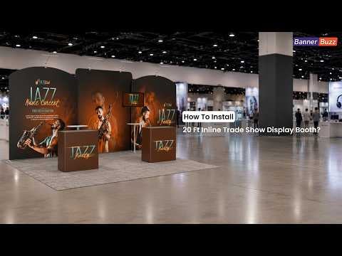 20ft Inline Trade Show Booth | Large Backwall, Counters & Monitor Stand Setup Guide | BannerBuzz