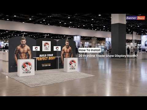 20ft Inline Trade Show Booth Installation | Display with Counters & Monitor | BannerBuzz