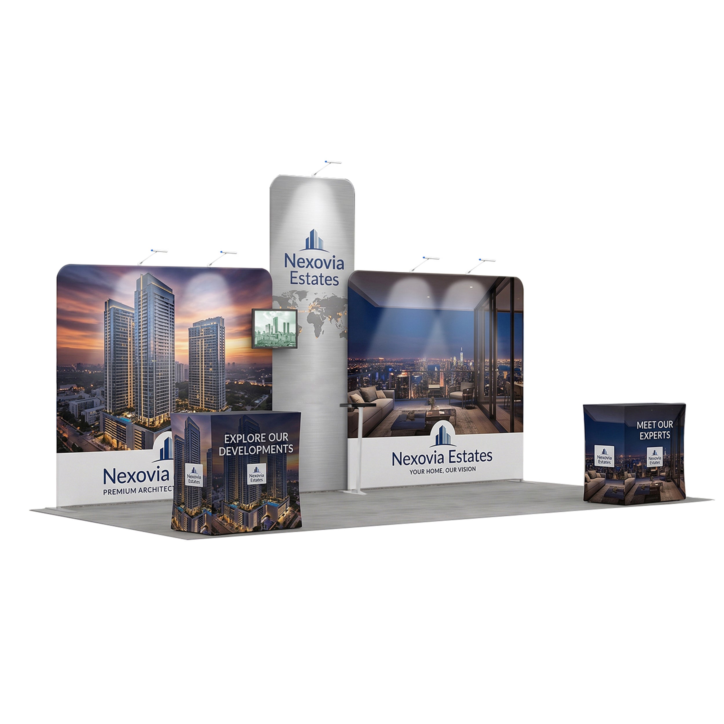 inline 20 ft inline trade show booth design 32 45 degree
