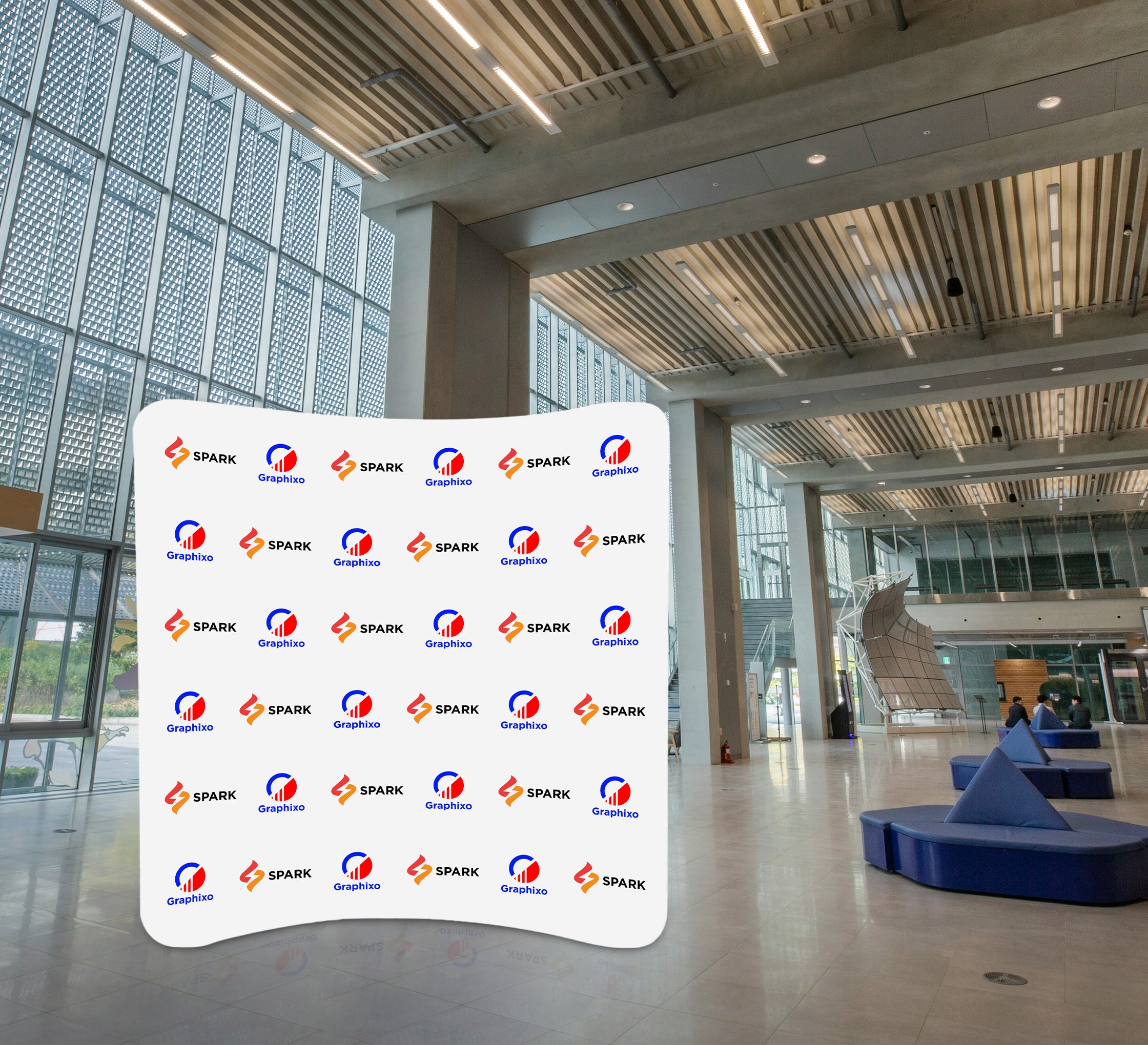 8 ft x 8 ft Step and Repeat Curved Pillow Case Backdrop - 2
