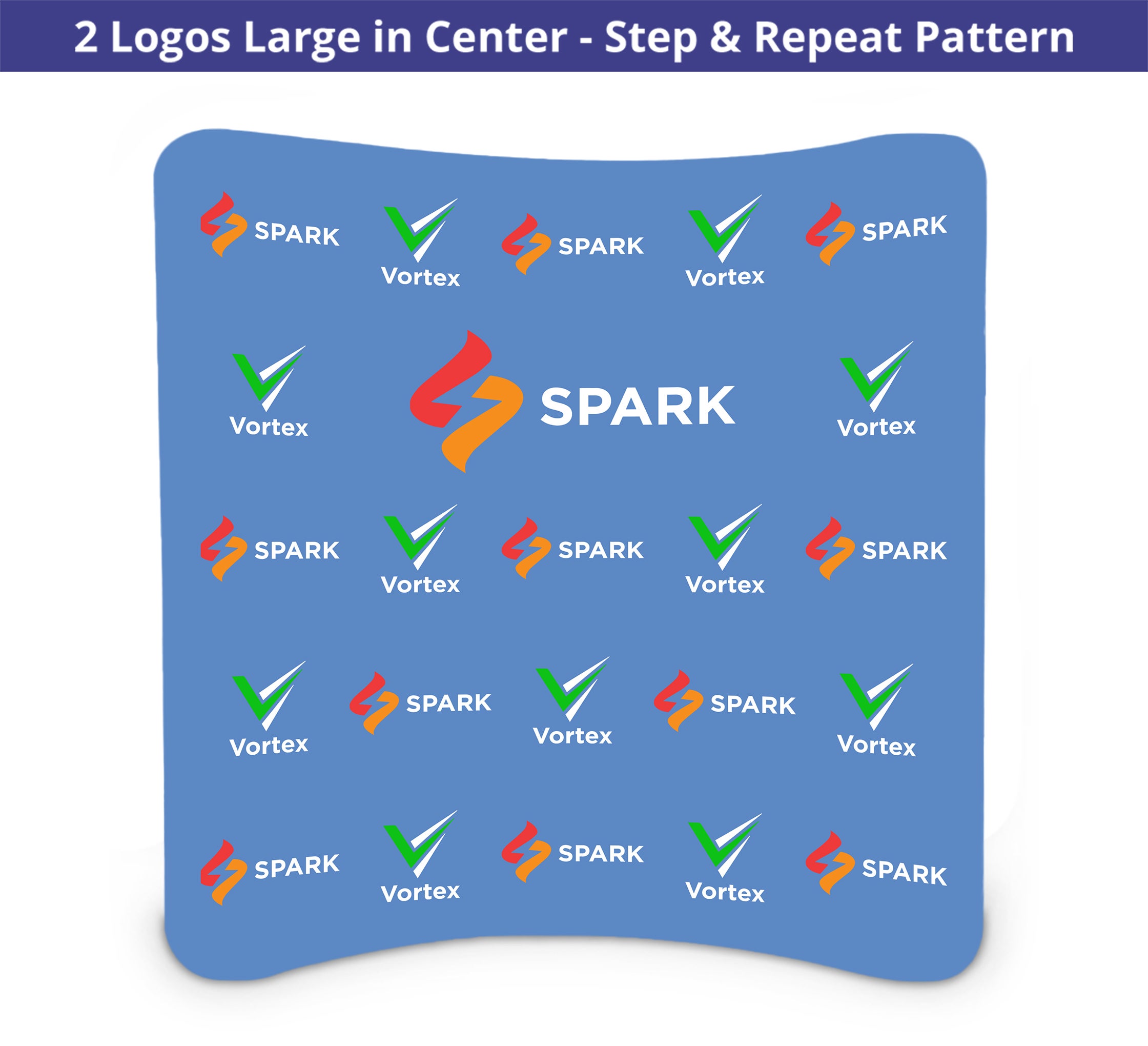 8 ft x 8 ft Step and Repeat Curved Pillow Case Backdrop - 8