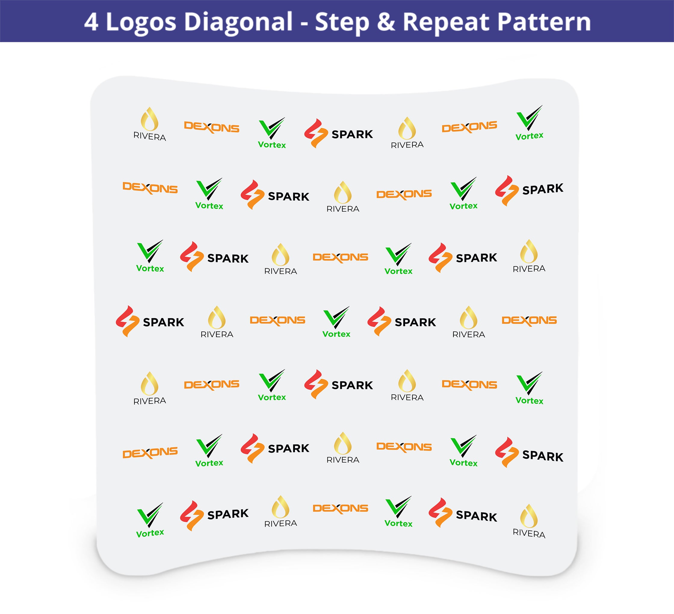 8 ft x 8 ft Step and Repeat Curved Pillow Case Backdrop - 9