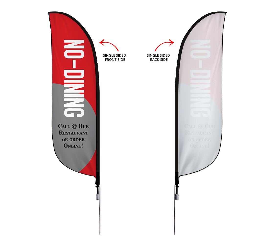 Pre-Printed No Dining Order Online Feather Flag