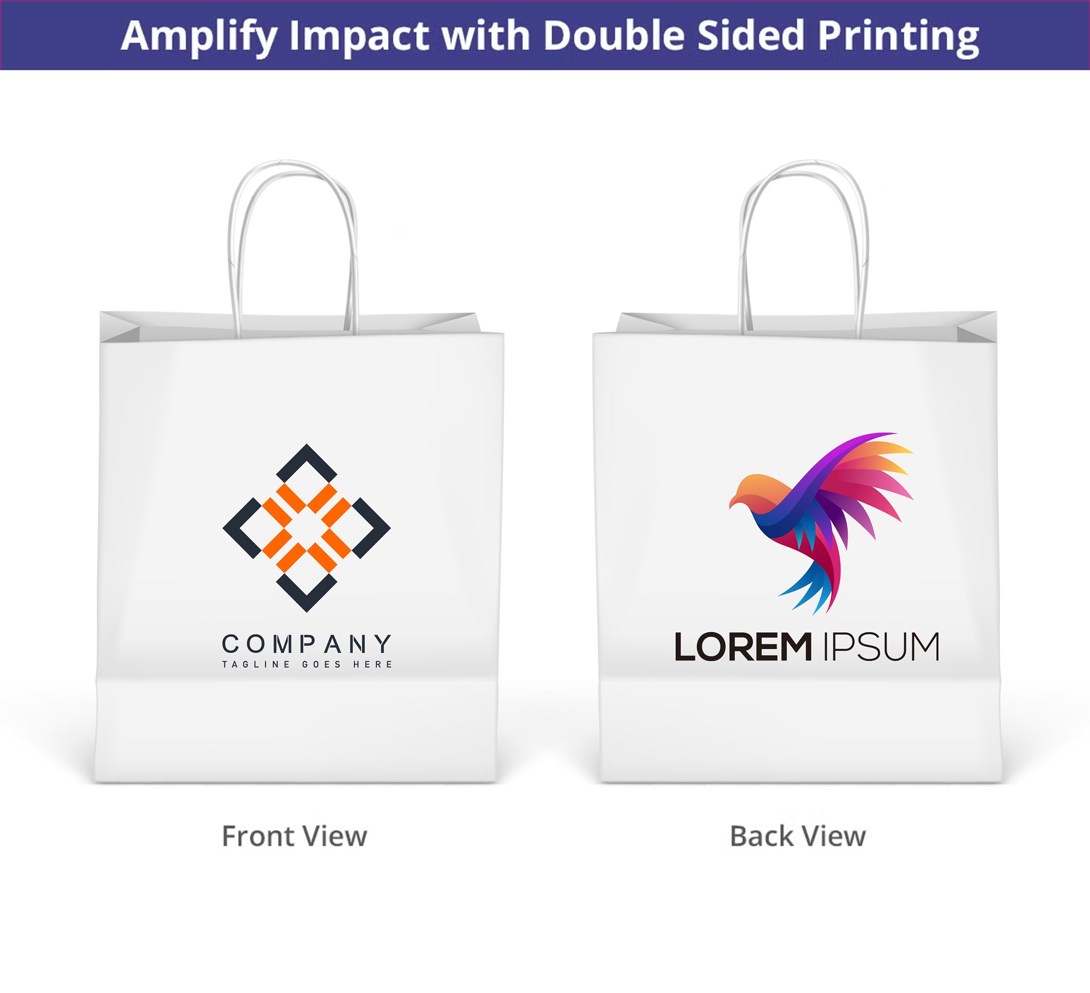 Custom White Paper Shopping Bags (Printed) | BannerBuzz UK