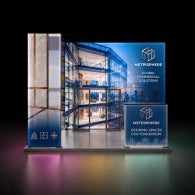 3m Backlit Exhibition Stand - LED Lightbox Display with Counter & Branding Panels