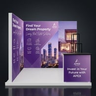 3m Backlit Exhibition Stand - LED Lightbox Display with Counter & Side Panels