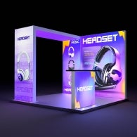 3m Backlit Exhibition Stand - LED Lightbox Display with Counter & Graphics