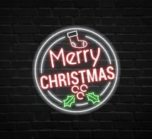 Merry Christmas Double Circle Neon Sign