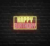 Happy Birthday Framed Neon Sign