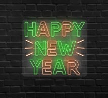 Happy New Year Sparks Neon Sign