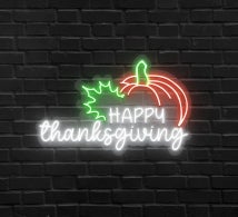 Happy Thanksgiving Pumpkin Neon Sign