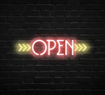 Open Neon Light with Arrow Neon Sign