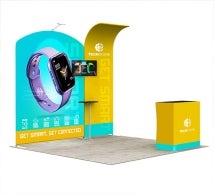 3m Inline Exhibition Stand  – Modular Display with Backwall, Counter & LED Kit