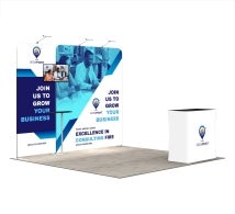 3m Inline Exhibition Stand  – Modular Display with LED Lights, Monitor Mount & Counter