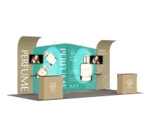 6m Inline Exhibition Stand  – Curved Backwall with Dual Counters