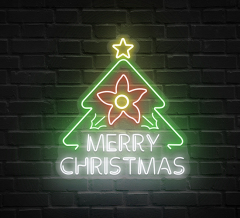 Merry Christmas Flower Tree Neon Sign