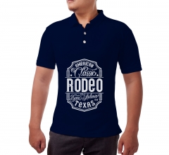 Blue Cotton Polo Shirt- Printed