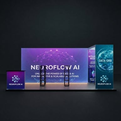 6m Backlit Exhibition Stand - LED Lightbox Display with Dual Counters & Branding Panels