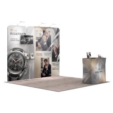 3m Inline Exhibition Stand – Modular Display with LED Lights, Monitor Mount & Counter