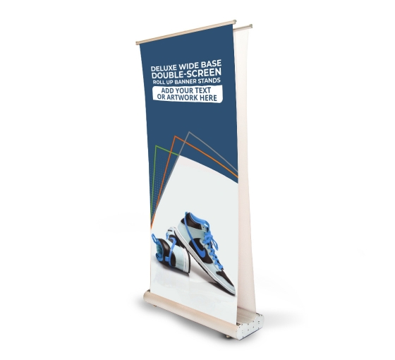 Deluxe Wide Base Double-Screen Roll Up Banner Stands