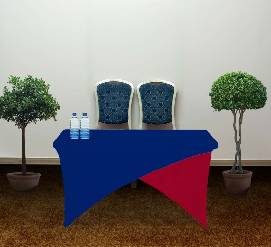 4' Cross Over Table Covers - Blue & Red