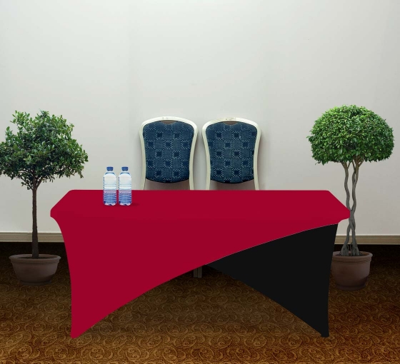 6' Cross Over Table Covers - Red & Black