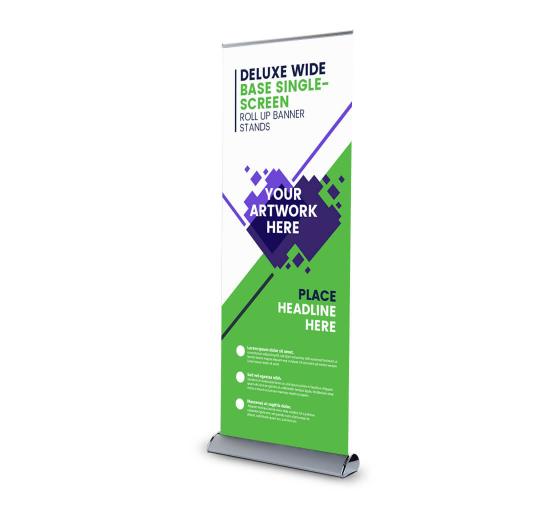 Deluxe Wide Base Single Screen Roll Up Banner Stand Bannerbuzz Uk