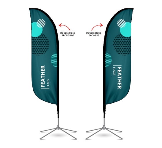 8ft Feather Banner Burgers - Style 3 Double-Sided, Poles and Spike Base Included