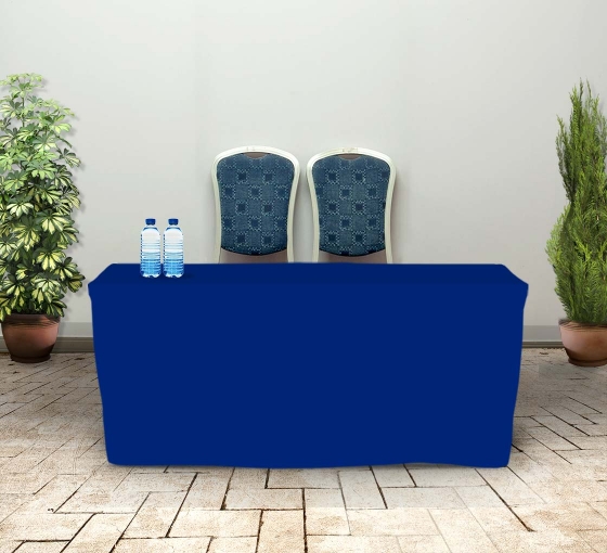 6' Fitted Table Covers - Blue - Zipper Back