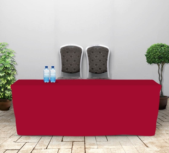 8' Fitted Table Covers - Red - 4 Sided