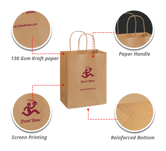 Brown Paper Bag, For Shopping, Capacity: 5kg