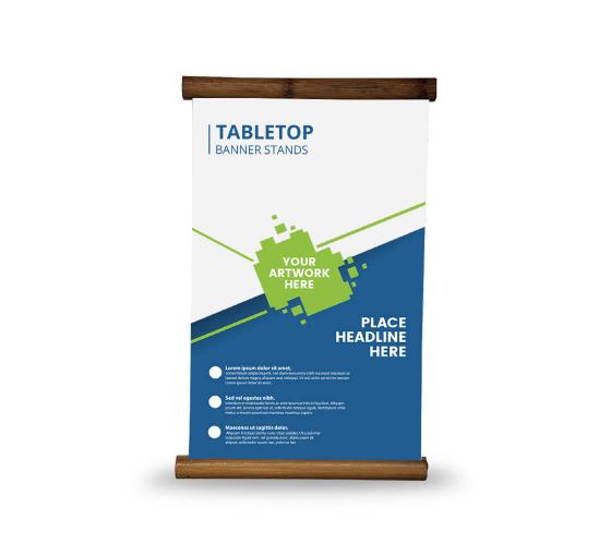 Bamboo Mini L Banner Stands Tabletop Countertop Banners