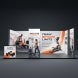 6m Backlit Exhibition Stand LED Lightbox Display with Counters Side Panels front view